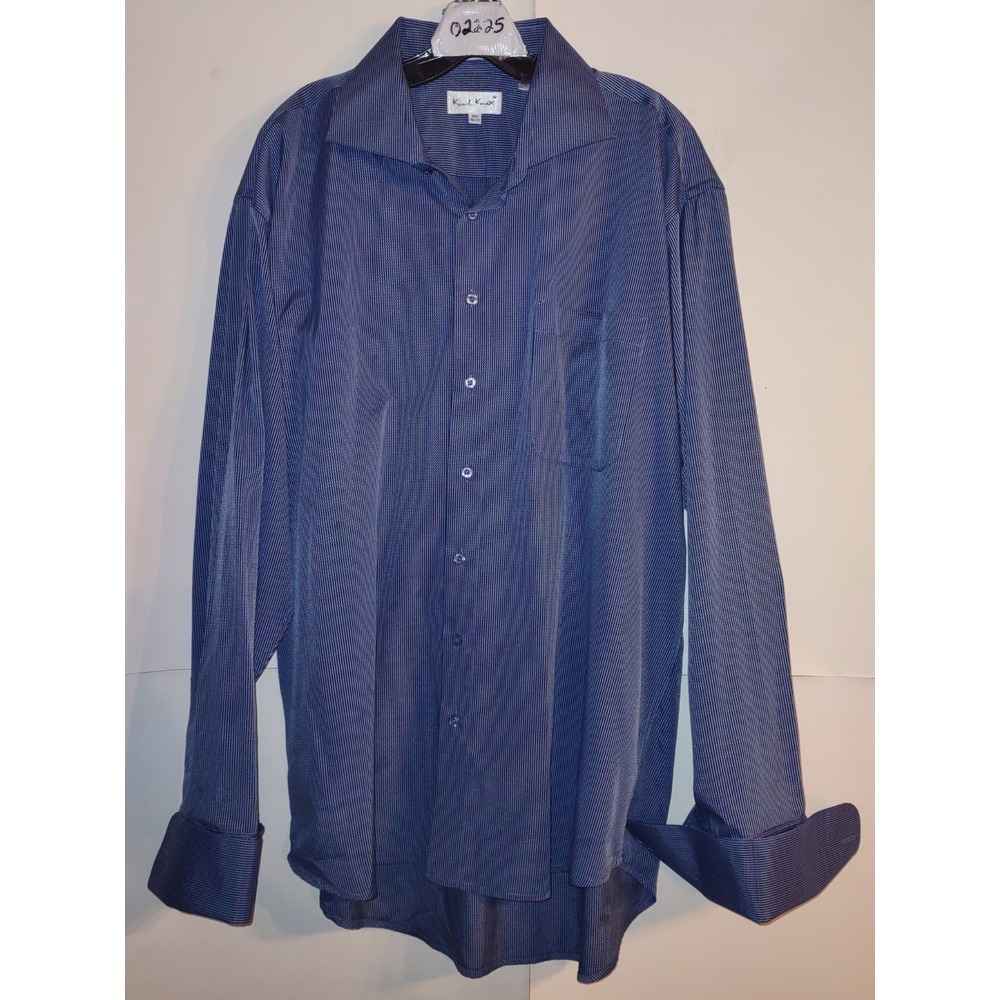 Karl Knox Long Sleeve Blue Stripped Shirt, Mens Size 18 1/2, Office, Bar